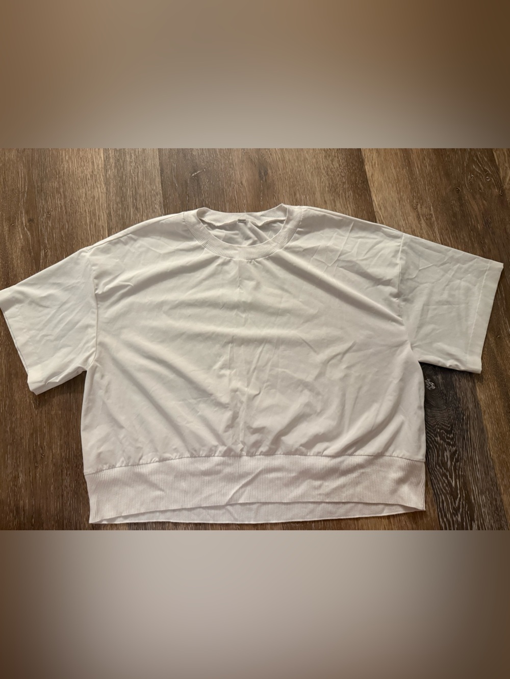Athleta White Short-Sleeve Cropped Crew Tee